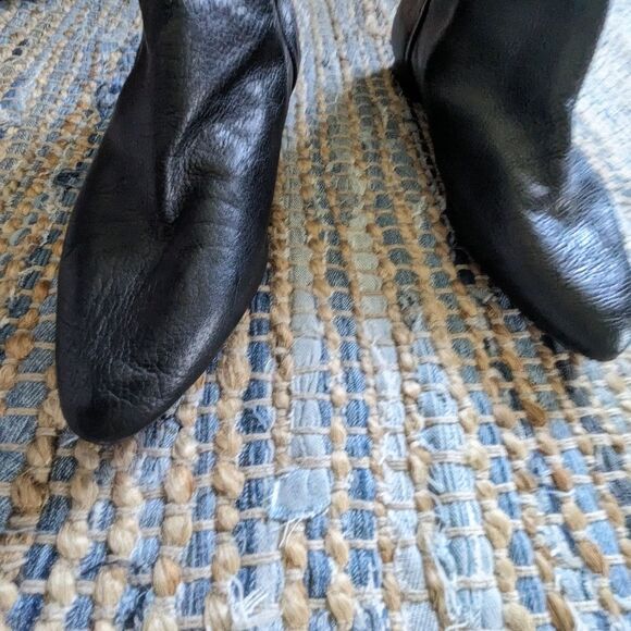 Rocket Dog Black Slouchy Pebbled Leather Ankle Booties 10 Pointy Toe Bikercore - Picture 3 of 8